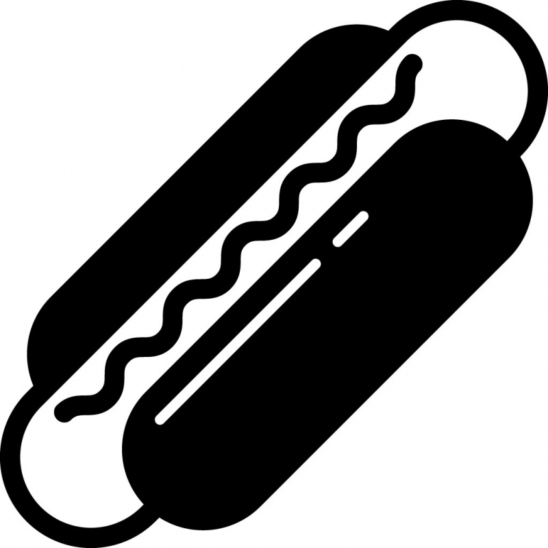 hotdog sign icon flat contrast black white outline