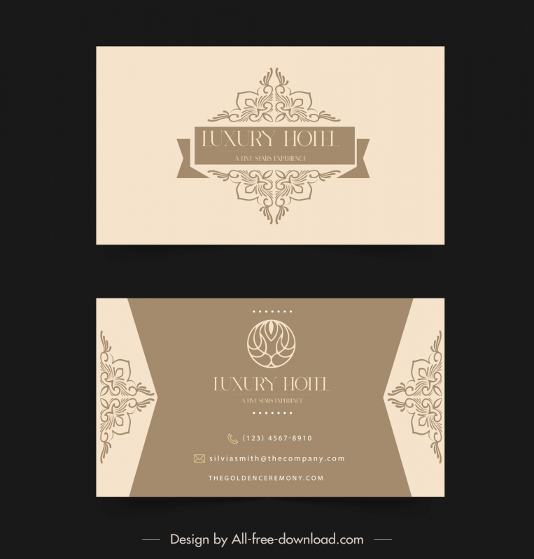 hotel business card template elegant classical symmetric decor