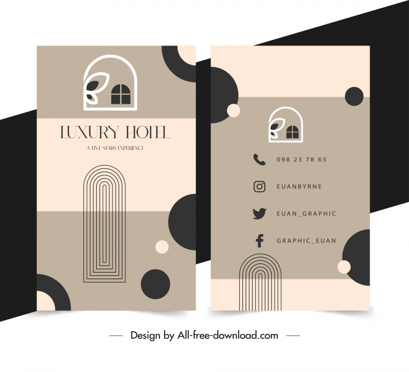 hotel business card template flat classic geometry 