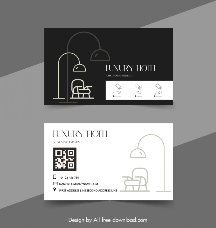 hotel business card template flat contrast furnitures