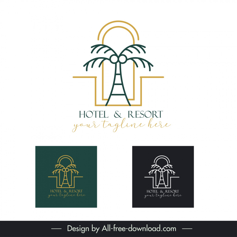 hotel homestay logo handdrawn coconut tree geometry