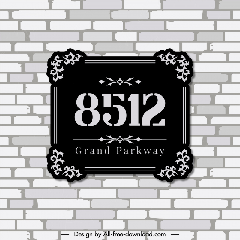 house address number template elegant classic frame