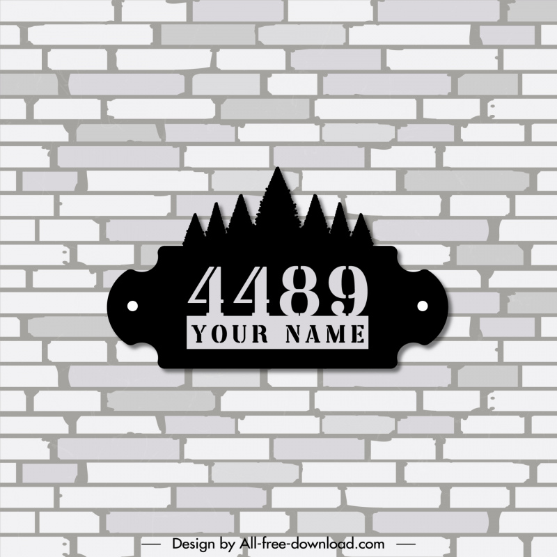 house address number template flat symmetric silhouette 