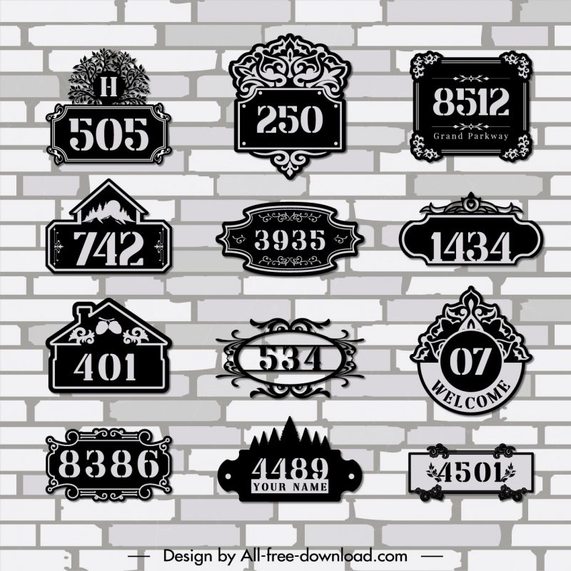 house address number templates collection elegant contrast classical