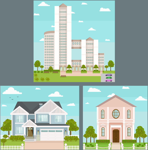 houses concept flat template vector 