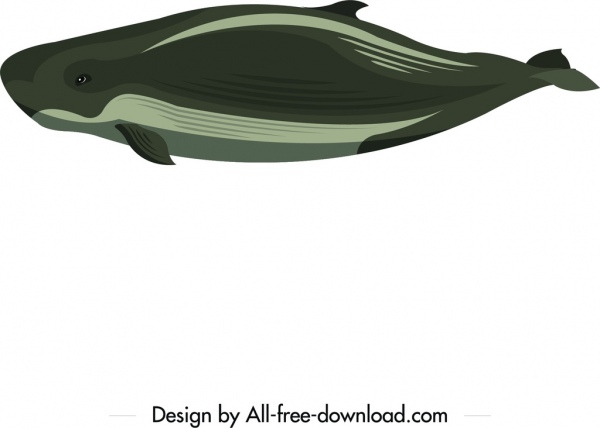 huge whale icon dark green design