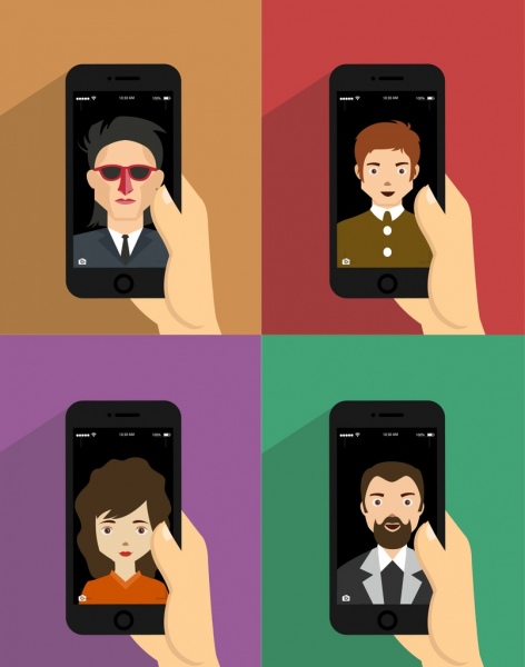 human avatar icons smartphones portrait isolation