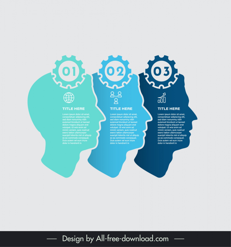 human head infographic template flat silhouette papercut silhouette 