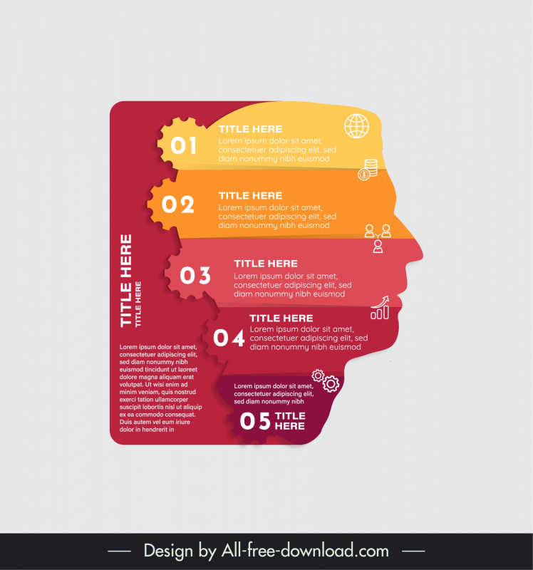human head infographic template modern flat face papercut 