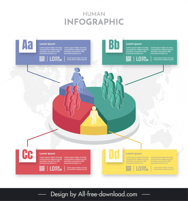 human infographic template 3d pie chart human icon