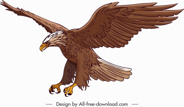 hunting eagle icon colored cartoon design