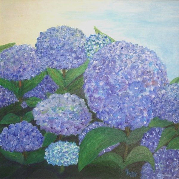 hydrangeas blue painting 