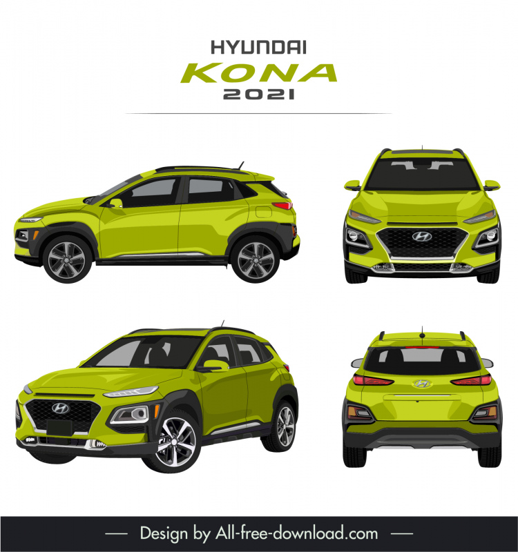 hyundai kona 2021 car model advertising template modern different views design 