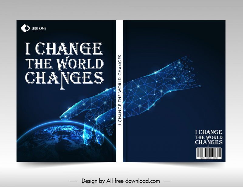 i change the world changes poster templates modern dark globe hand shape light effect sketch