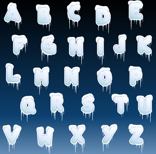 ice alphabet and number vector