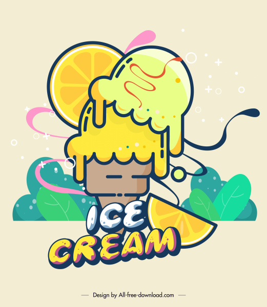 ice cream advertisement colorful flat design melting decor