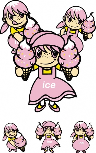 ice cream girl role vector