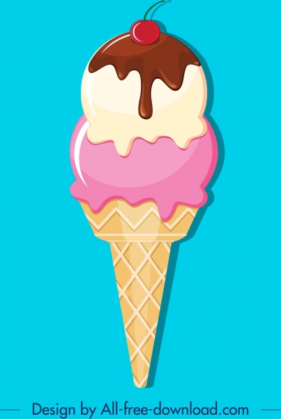 ice cream icon colorful melting decor flat design