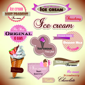 ice cream labels design vector 
