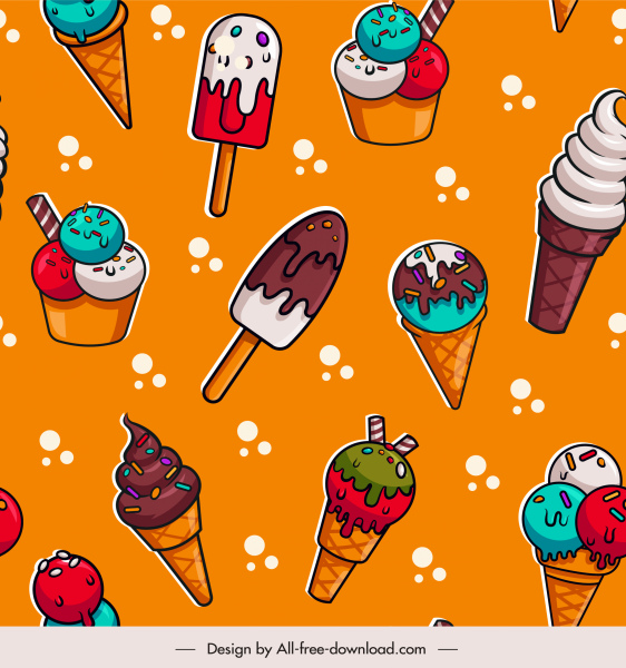 ice cream pattern template colorful flat repeating decor