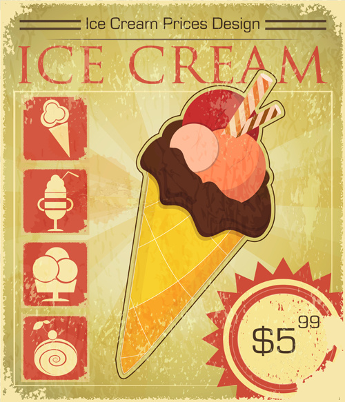 ice cream retro poster design