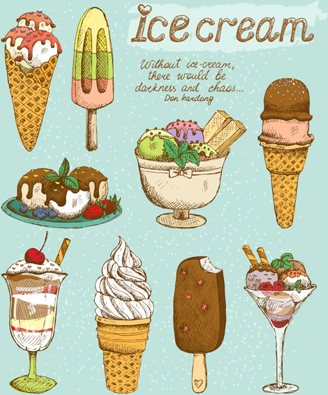 ice cream retro style icons vector