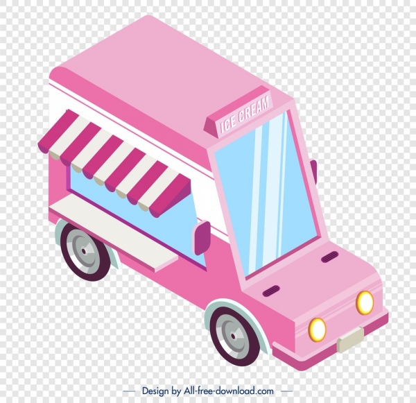 ice cream truck icon pink 3d design