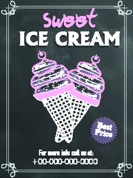 ice cream vintage poster vector 
