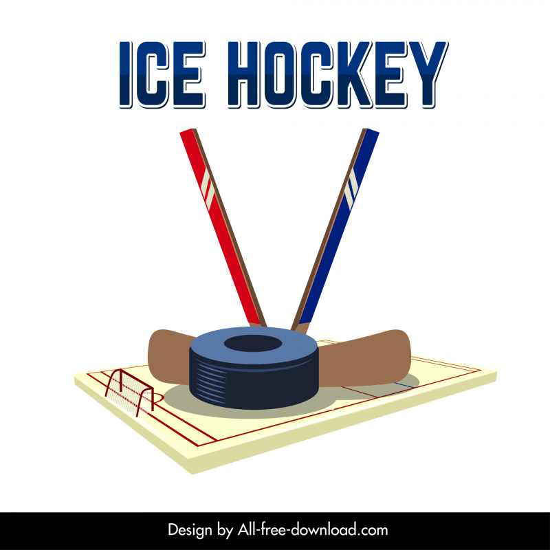 ice hockey advertising banner modern 3d sketch