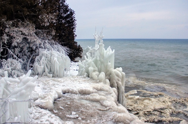 ice structures at whitefish dunes state park wisconsin