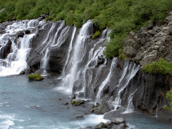 iceland waterfall rock