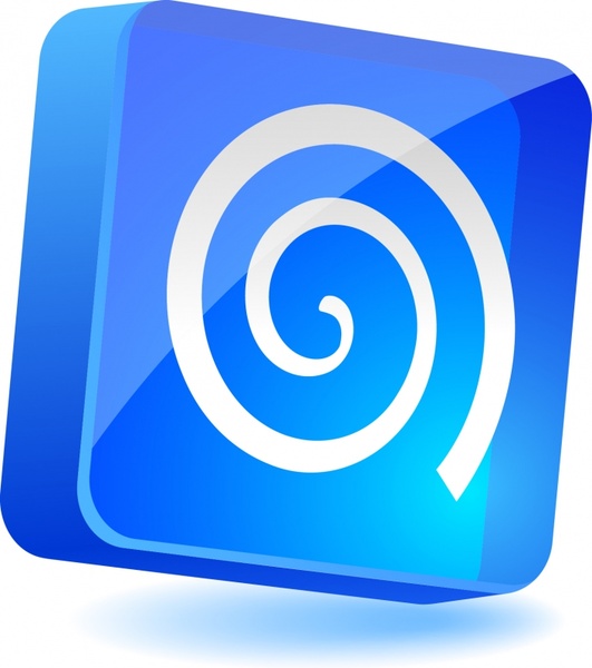 button icon modern 3d blue design twist ornament
