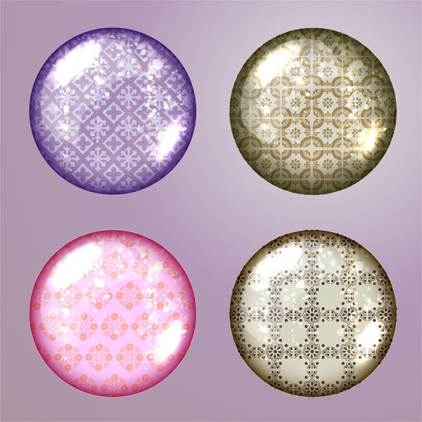 icons of multicolored pattern balls on plain background