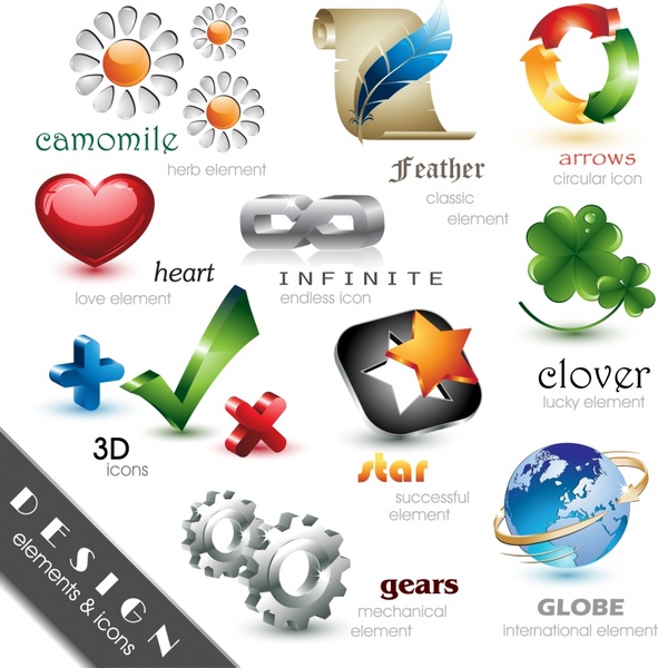 logo design elements modern colorful 3d shapes