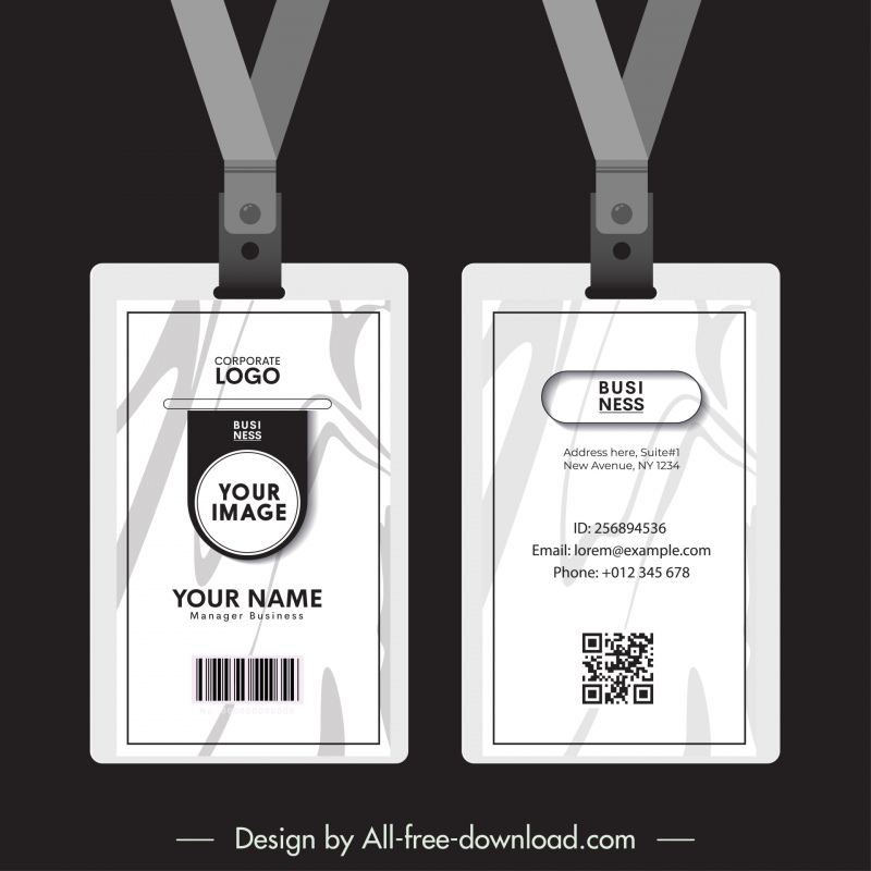 id card template flat contrast black white 