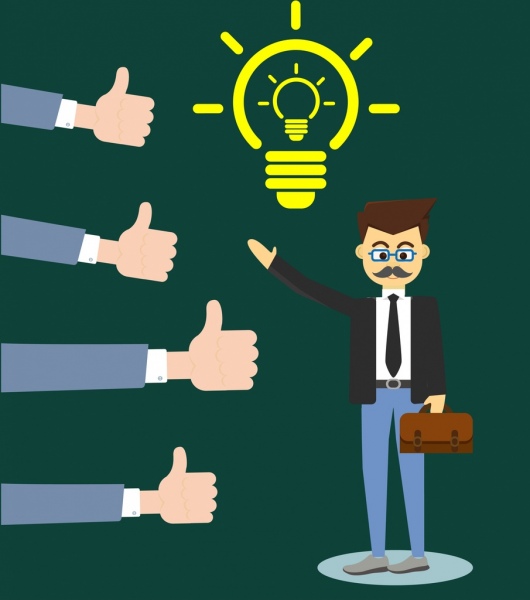 idea concept theme businessmen lightbulb hand sign design