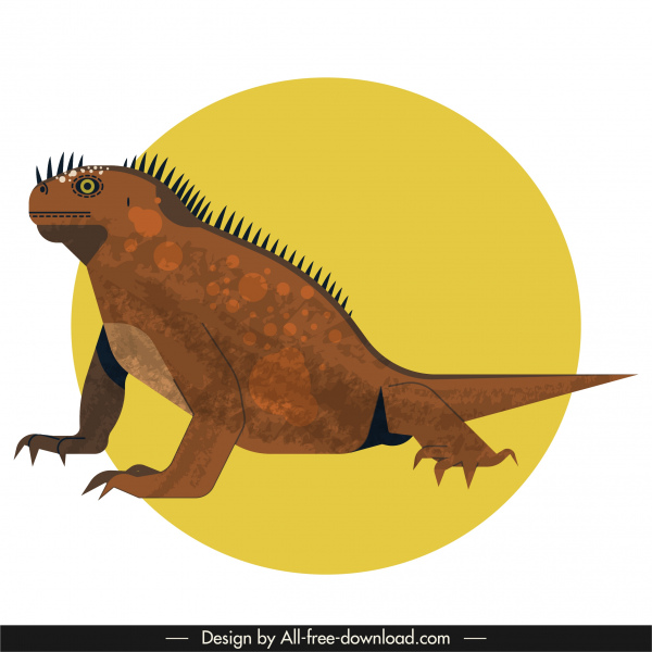 iguana species icon 3d classical sketch