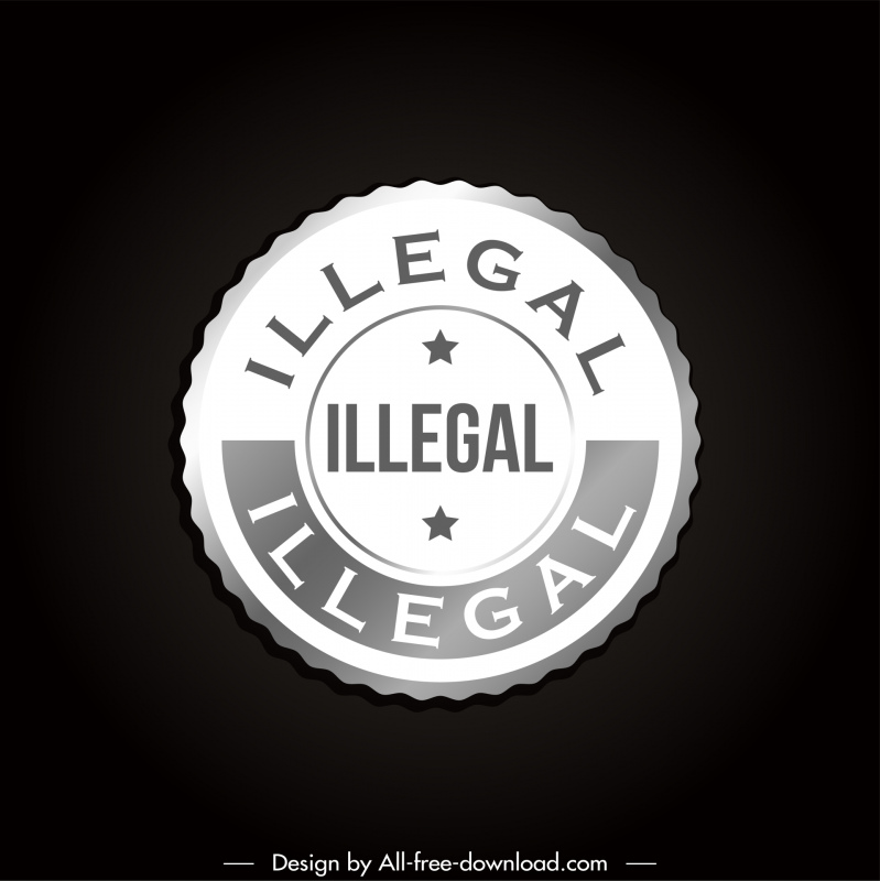illegal stamp template elegant flat serrated circle