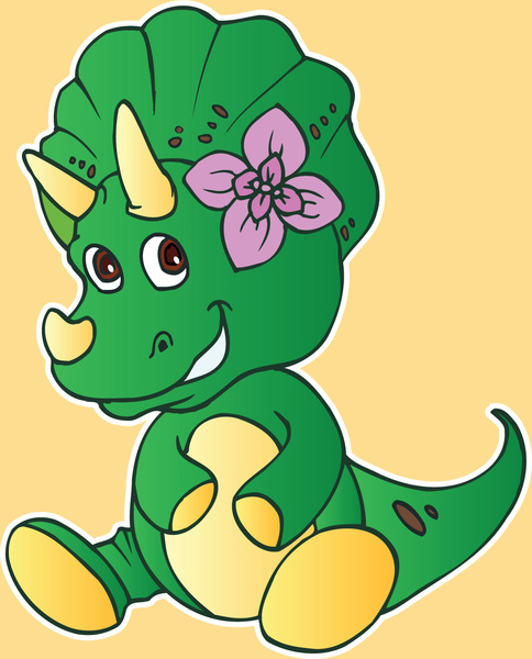 illustration of a cute dinasour cartoons character in colorful vector