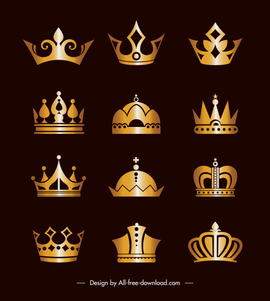 imperial crown icons shiny golden classic design 