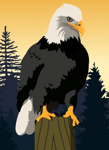 imposing eagle icon colored cartoon design