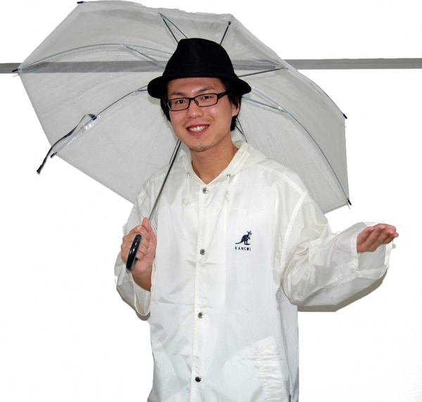 in raincoat