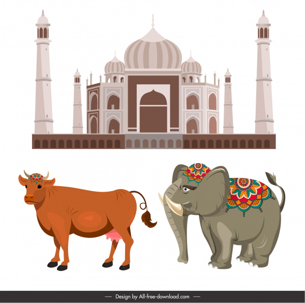 india design elements architecture cow elephant sketch