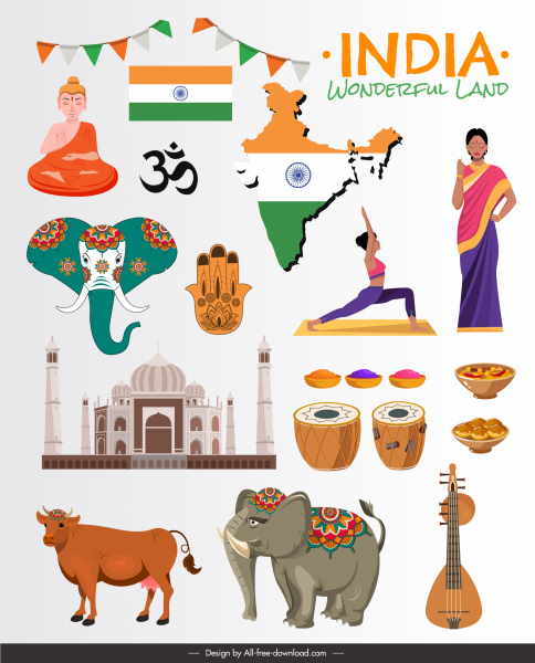 india design elements national emblems sketch