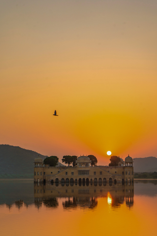 india scenery picture castle reflection lake scene sunset 