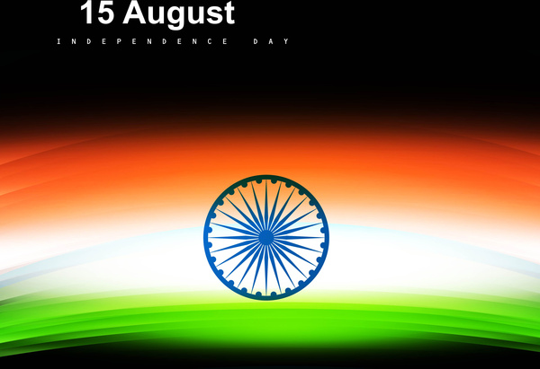 indian flag black bright tricolor shiny wave illustration