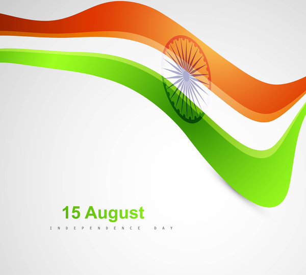 indian flag stylish tricolor beautiful wave vector