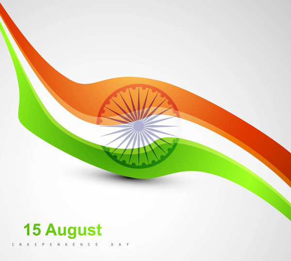 indian flag stylish tricolor wave vector
