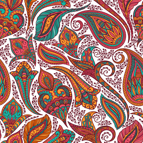 Indian Paisley Seamless Pattern Vector Vectors Graphic Art Designs In Editable Ai Eps Svg