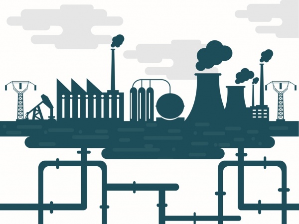 industrial background above and underground design silhouette style